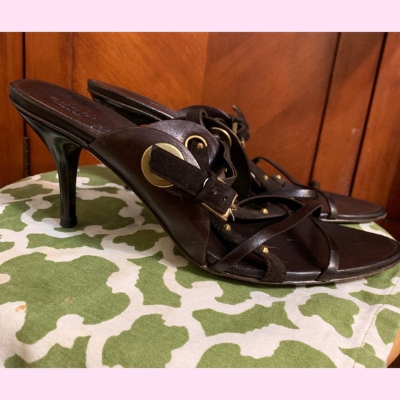 Gucci brown leather strappy heel.  size 8.5 B - Picture 2 of 4